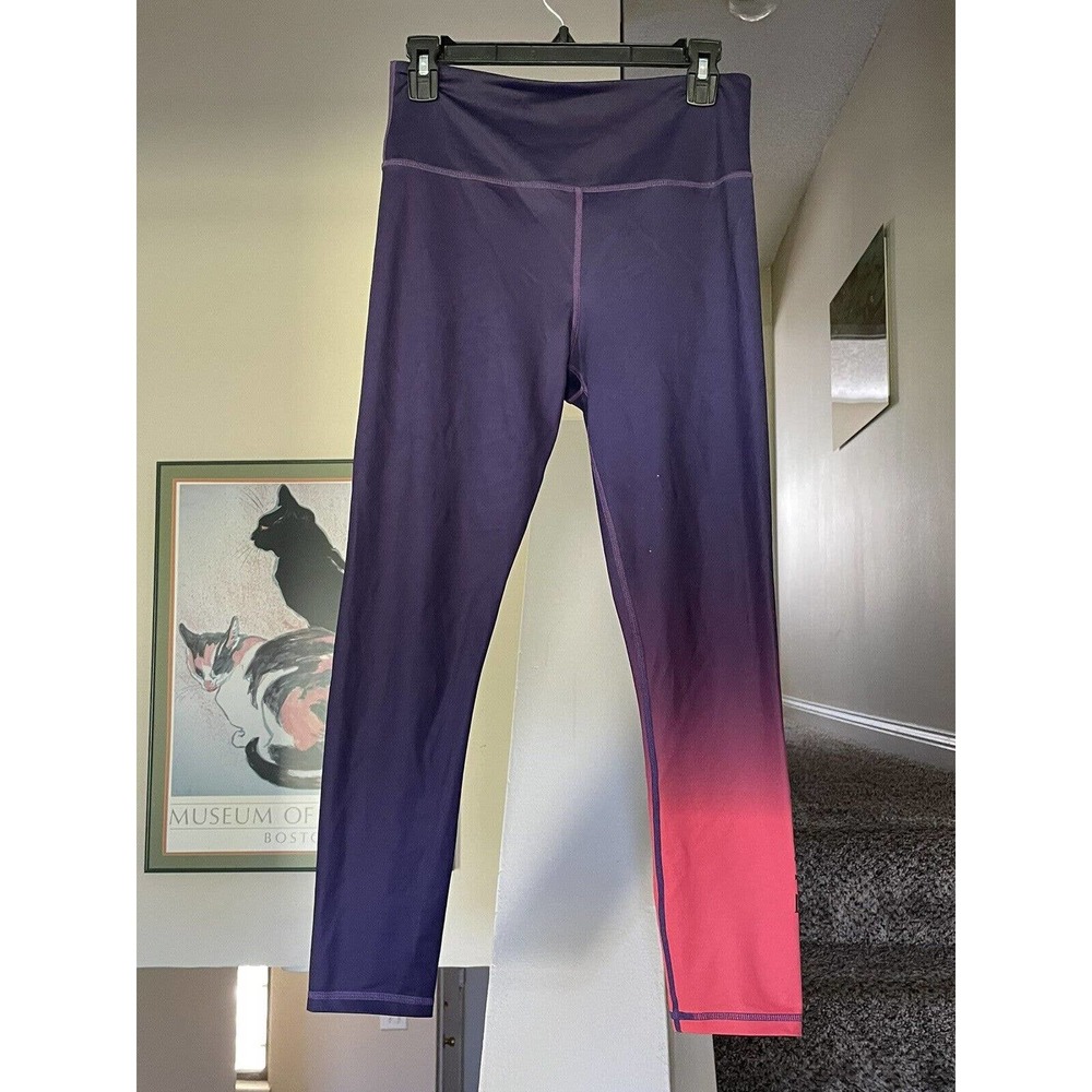 Zyia Active Womens Med Leggings Full Length Purple/Blue Coral Ombré Pants 8-10